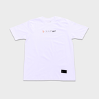 White t-shirt with a logo of Grace & Grit on a plain background